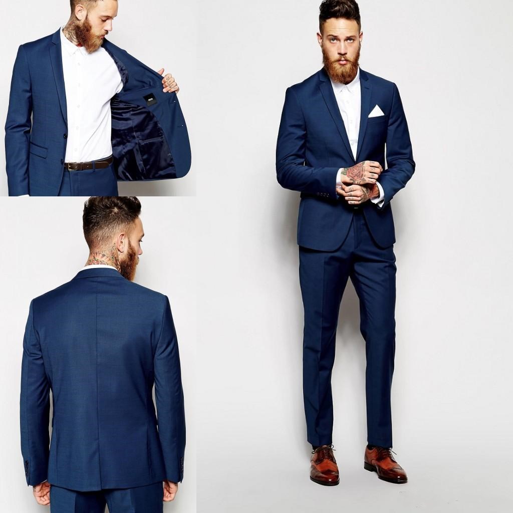 

Custom Made Men Suits Groomsmen Dark Blue Slim Suits Fit Best Man Suit Wedding/Men's Suits Bridegroom Groom Wear (Jacket+Pants), Black