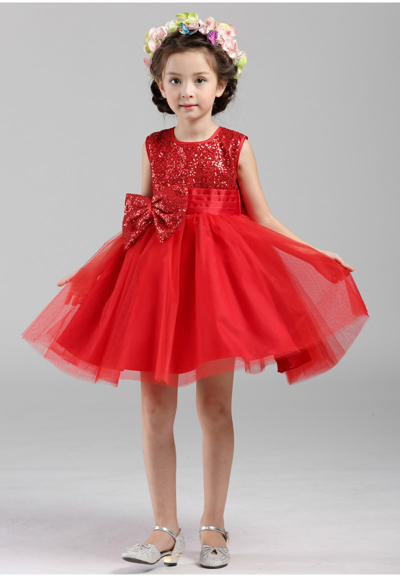 

Free shipping Flower girl dresses for weddings Elegant Sequin gown Fast shipping Girls princess dress 2016 First Communion Dresses 6645, Red