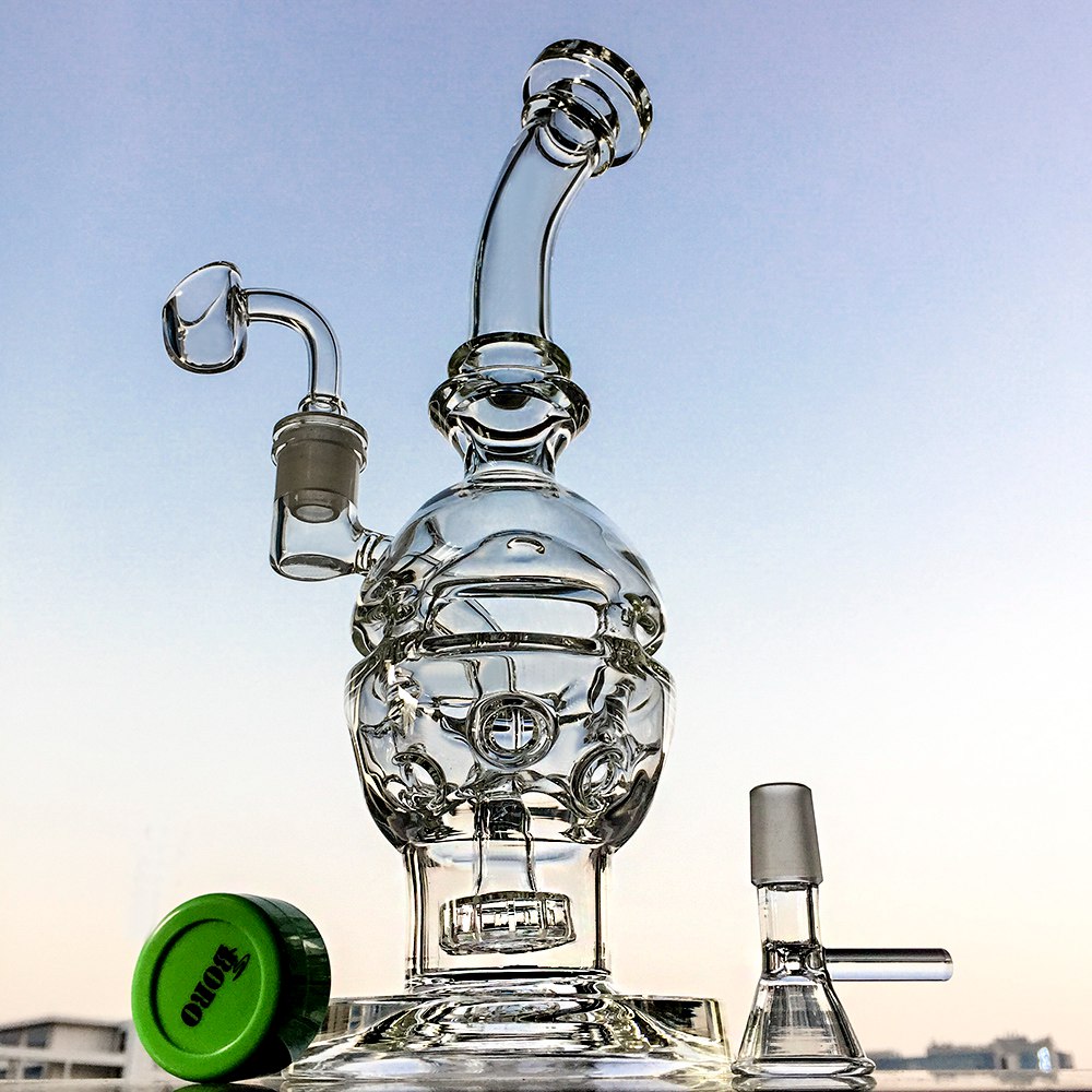 

14mm Female Joint Hookahs Showerhead Per Faberge Egg Glass Unique Bong Swiss Per Percolator Recycler Oil Dab Rigs With Bowl And Quartz Banger MFE01