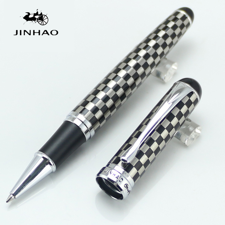 

High quality JINHAO 750 Greu And Silver Roller Ball Ben Chessboard Stationery School&Office Writing Pensluxury writing gift pens Wholesale, As the picture show