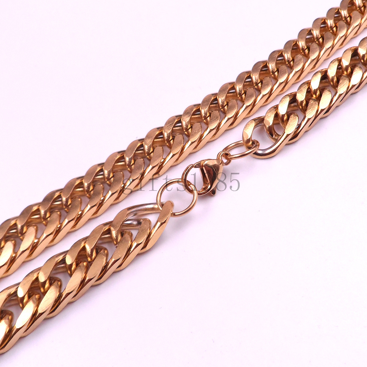 

10mm Mens Boys 316L Stainless Steel 18K Gold Curb Cuban Chain Necklace 18"-40"