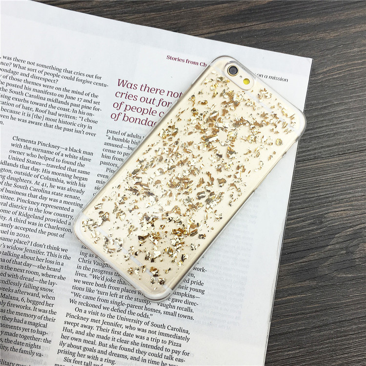 

Bling Glitter Goldleaf Gold Foil Soft Cases Transparent TPU Cover Case For iPhone 13 Pro Max 12 Mini XR, Pls note the color you want