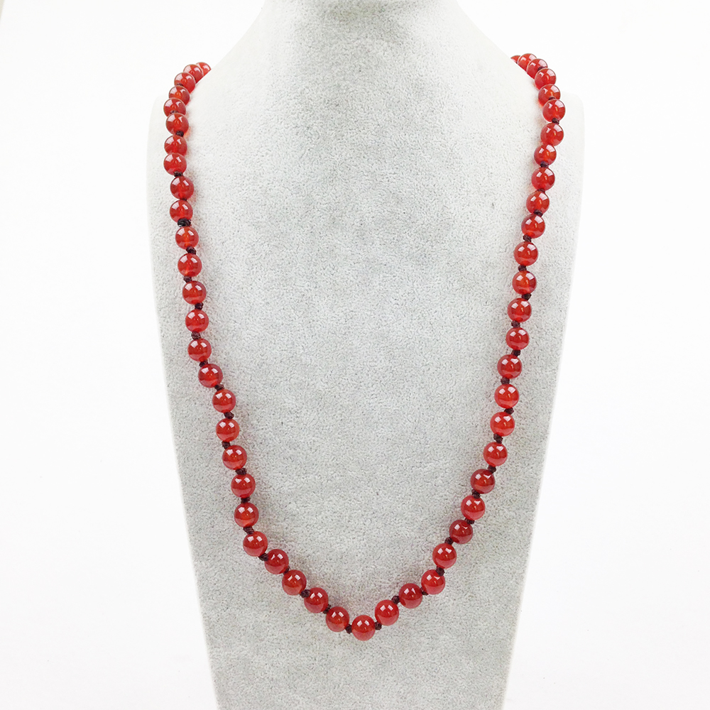 

ST0292 Ladies Hot Red Agate Necklace 38'' knotted Agate Necklaces for women Customized size Boho Jewelry 2016, Silver