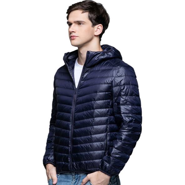 

Men Duck down Jacket with Hoodies 90% Down Contentultra Ultra Light Winter Long Sleeve Solid Winter Coat Portable Outwear Spring, Wine