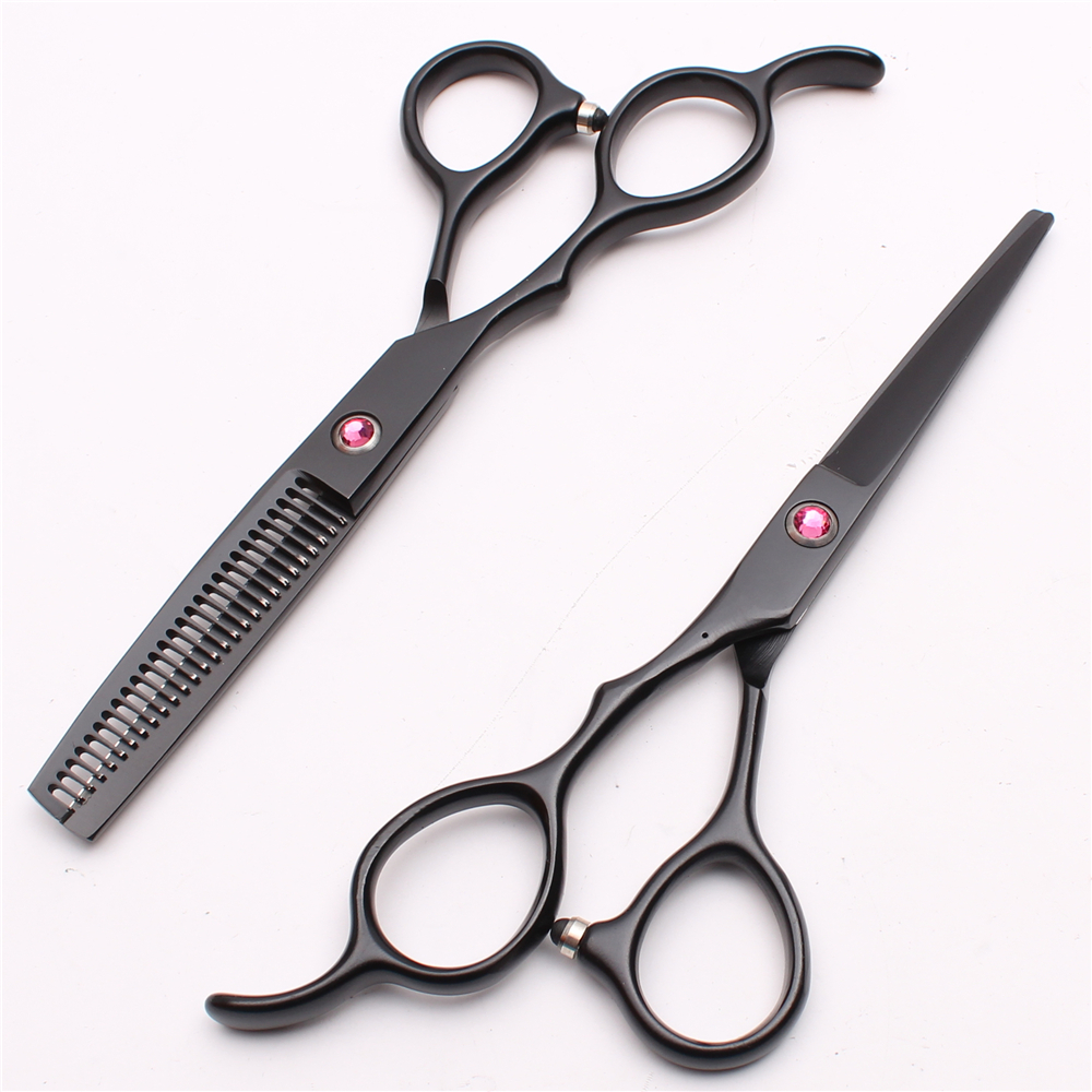 

5.5" 16cm Japan 440C Left Hand Scissors Customized Logo Black Professional Human Hair Scissors Barber"s Hairdressing Salon Style Tools C8001