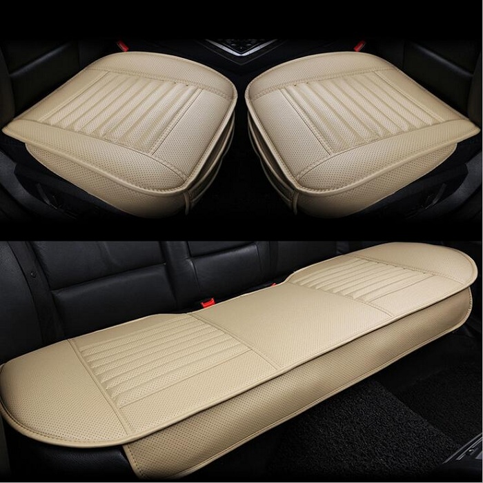 

Car front/back Seat Covers bamboo charcoal artificial PU leather Universal Fit SUV sedans