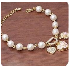

Wholesale-2PCS Fashion Jewelry Bohenmia Heart&D with Floral imitation Pearl Love Heart Bracelets Bangles 2004