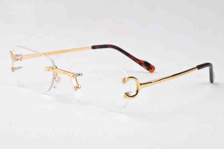 

new fashion sports Sunglasses both sexes apply buffalo horn glasses silver gold sunglasses attitude frameless metal clear lenses with box