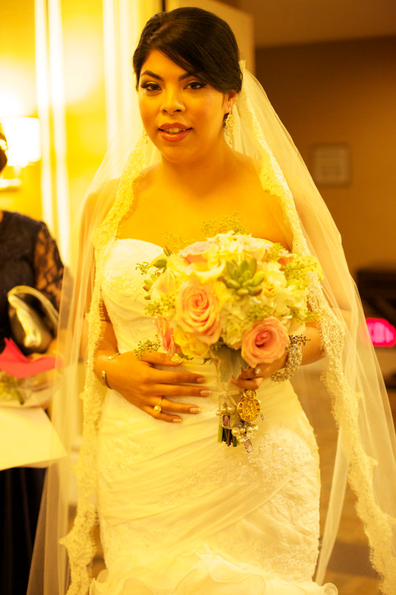 

New Top Quality Chapel White Ivory Lace Applique veil Bridal Head Pieces For Wedding Dresses sku206