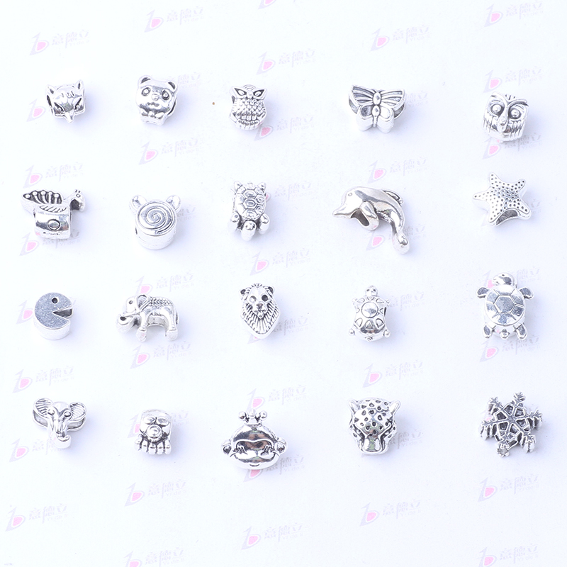 

Hot Sales Mix 20 Style Big Hole animals Loose Beads charm For Pandora DIY Jewelry Bracelet For European Bracelet&Necklace 2#, Bronze;silver