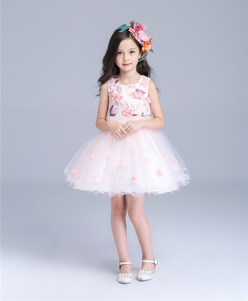 

Wholesale Flower Girl Dresses For Wedding Party Baby High-Grade Clothes Princess Dress Girl Birthday Formal Kids Clothing EMS/DHL Free, Light pink