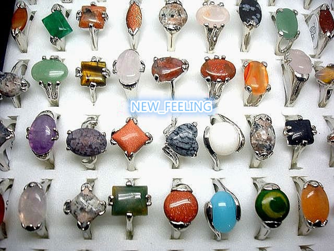 

Wholesale Bulk 30pcs/lot Assorted Natural Stone Rings Multi-Design &Mixed sizes for Women Fashion Jewelry Rings