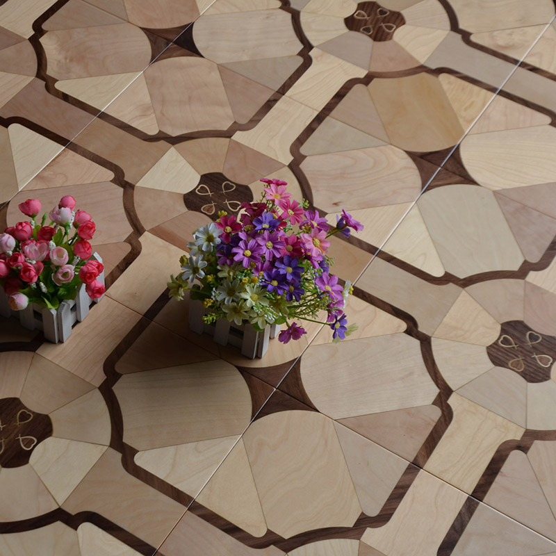 American Walnut wood flooring artwork parquet wall cladding furniture medallion inlay interior decoration wallpaper hardwood parquetry tiles-image-254408409