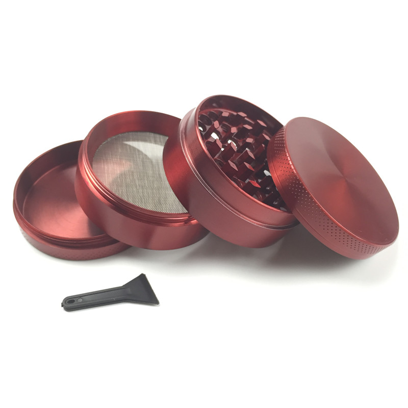 

4 piece herb grinder metal smoking pipes with 2.2 inch blue red black grey silver tobacco spice grinder Zicn cnc teeth