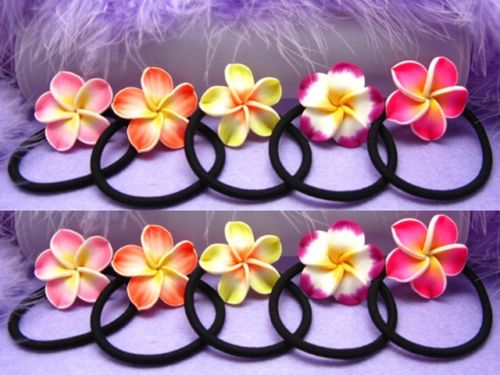 

new Wholesale Frangipani hair bands foam hawaiian plumeria flower headband elastic band hair rope girl hair accessories 80pcs/, Multi-color