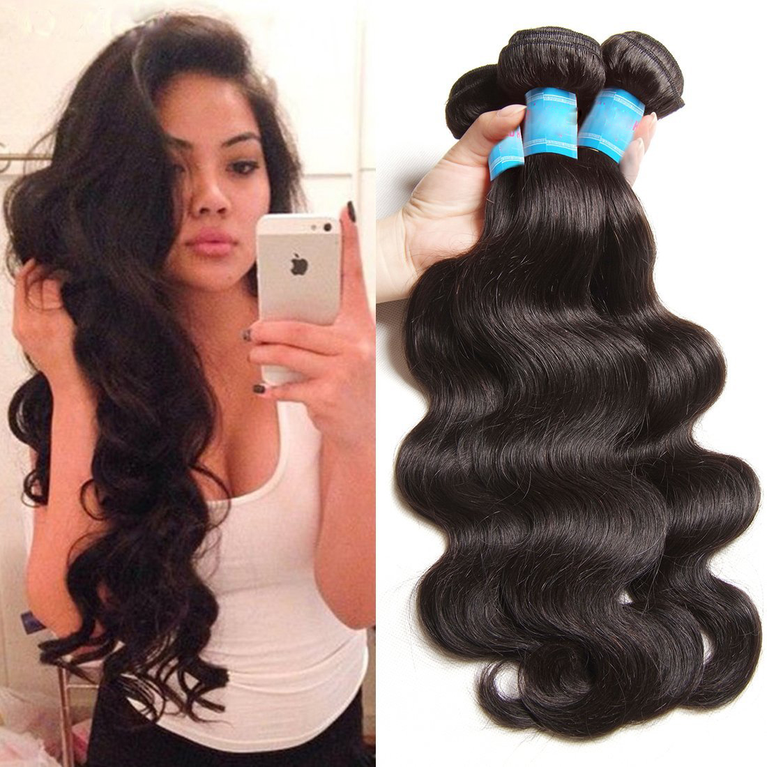 

Wholesale Brazilian Hair Body Wave Hair Weaves 7A Great Quality Human Hair Extensions Peruvian Malaysian Indian Brazilian Human Hair weft