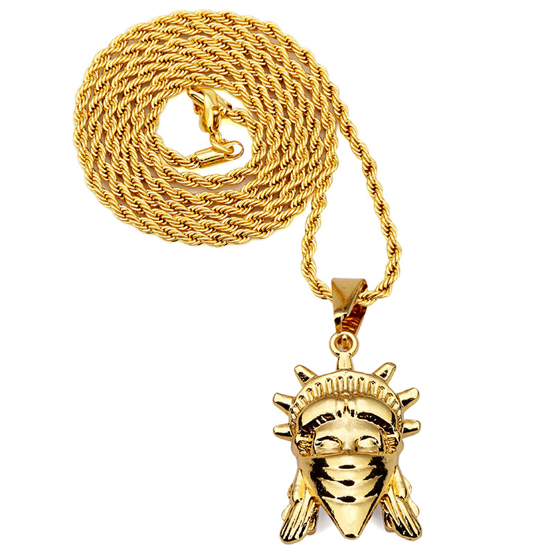 

Hiphop Necklace 18K Yellow Gold Plated Masked the statue of liberty Pendants Snake Necklace men women Hip Hop Jewelry accessory