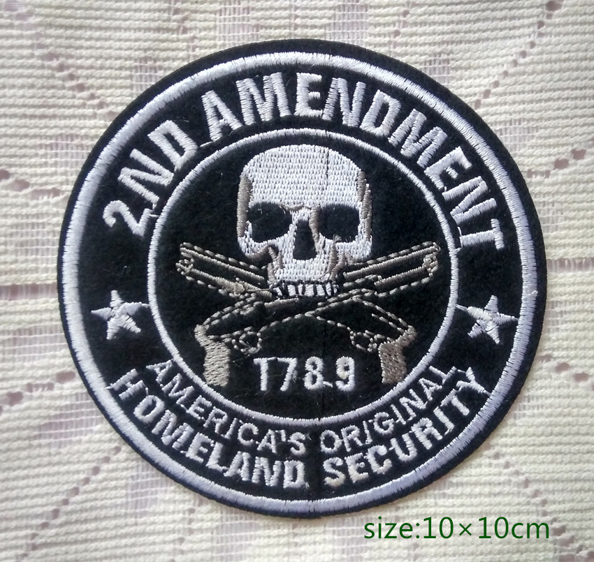 

2ND AMENDMENT 1789 America's Original homeland security Iron on Embroidered patch Gift shirt bag trousers coat Vest Individuality, Black