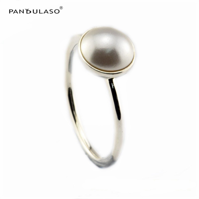 Luminous Droplet White Crystal Pearl Ring With Side Stones Sterling-Silver-Jewelry Authentic Pure Sterling Wholesale Rings European Style Woman D-image-390638268