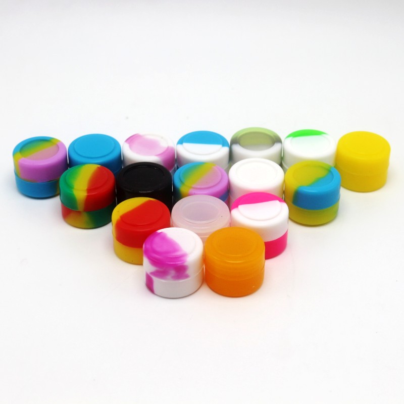 

New Slick Mini Round Customized Silicone Bho Oil Container 2 Ml Wholesale Lot Silicone Non Stick Wax Jar