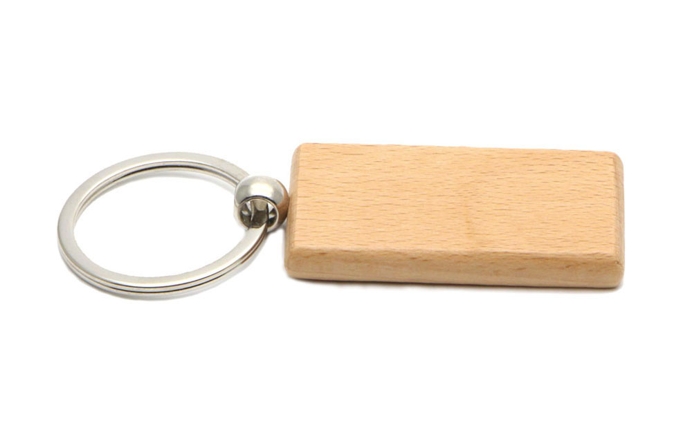 

100X Blank Wooden Key Chain Rectangle Key ring 2.25''*1.25'' Free Ship