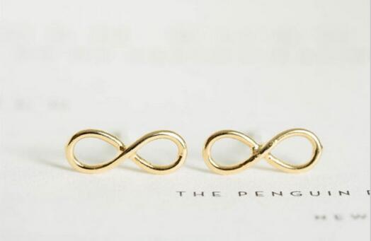

Fashion Infinity symbolstud earrings number 8 stud earrings for women wholesale free shipping, Golden;silver