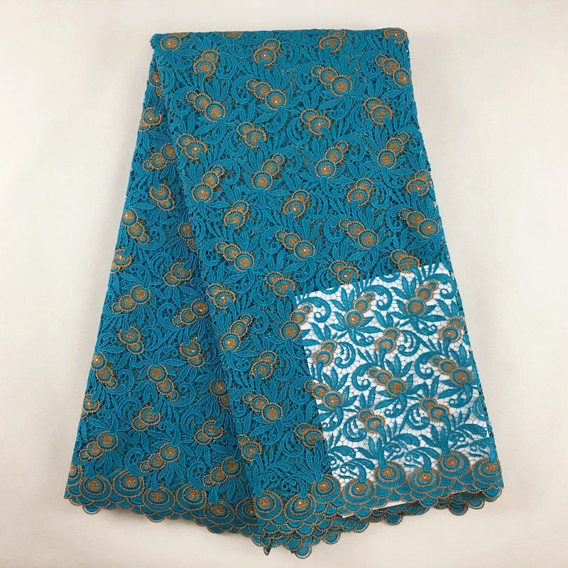 

African Fabric Swiss Guipure Cord Lace 02555 7 Colors 5 yards pack 100%