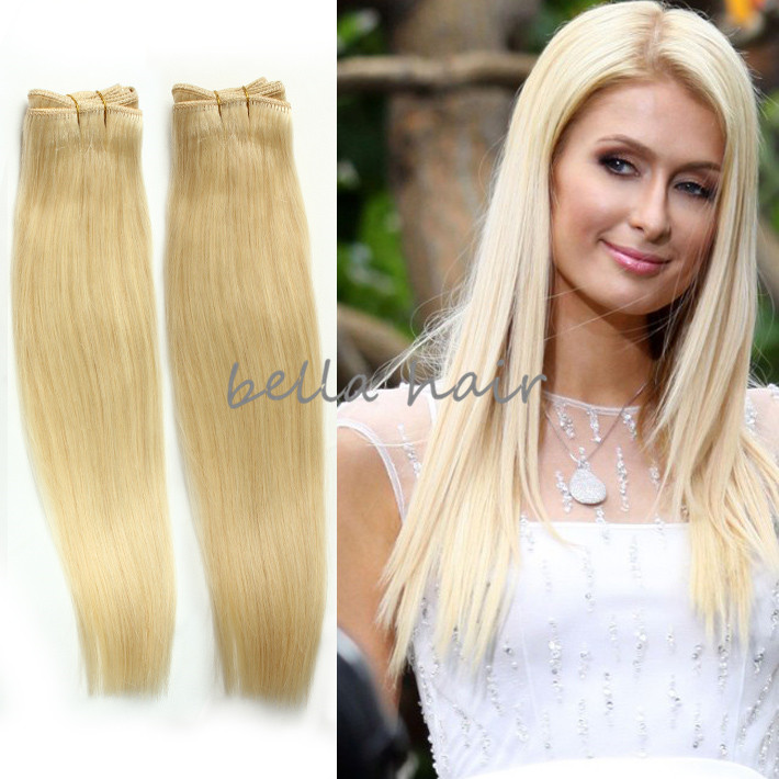 

free 14 24 brazilian malaysian indian peruvian blonde human hair weft hair extensions 100g pc bella hair, Color#613
