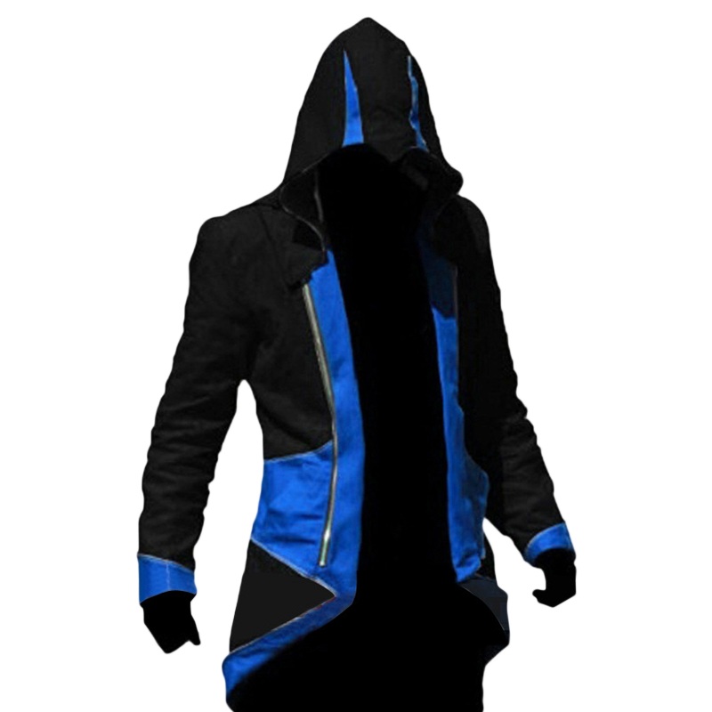 

Fall-Assassins Creed 3 III Conner Kenway Men Hoodie Jacket Anime Cosplay Assassin' Costume Cosplay Coat Mens Sweatshirt Overcoat, Black white
