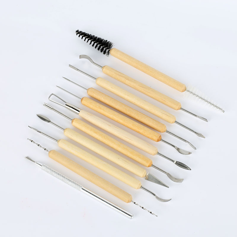 

DIY Pottery Clay Wax Sculpture Carving Tools Small Handle Wood Art Craft Carvers Polymer Sculpting Kit 11 Pieces/Set
