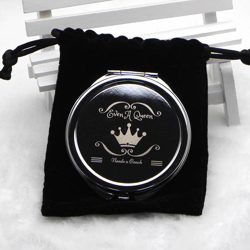 

Personalized Compact Mirror FREE Custom engraved Pocket Mirror Chrome Silver +Black Velvet Bag M0832 FREE SHIPPING