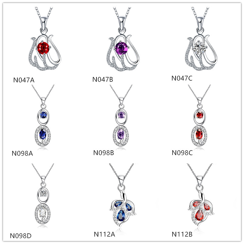 

fashion women's gemstone 925 silver pendants mixed style,wholesale sterling silver plated pendant necklaces GTN11