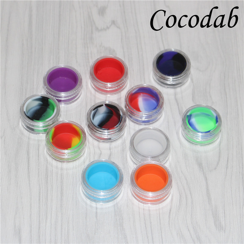

Hot Sale Wax Dry Herb Jars Oil Silicone Concentrate Container With Acrylic Shield Nonstick Goo Wax Oil Holder 5ml acrylic jar glass bong