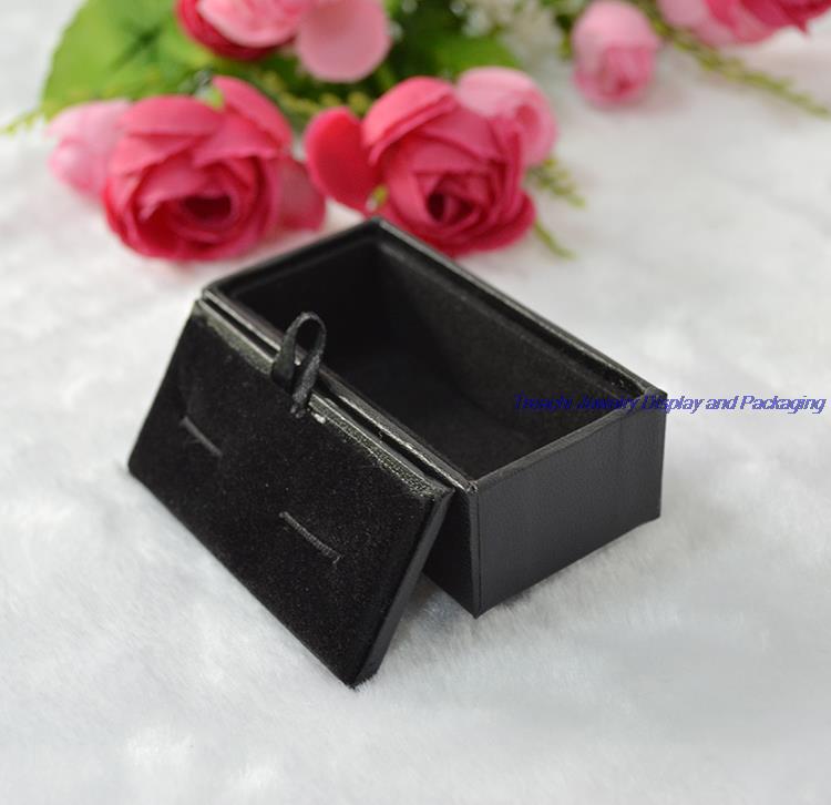 

Wholesale Black Leather Mens Luxury Cufflinks Box Gift Storage Case Custom Logo Accept Jewelry Boxes free Shipping, Black;white