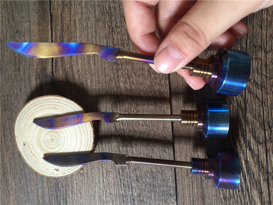 

Rainbow Titanium Carb Cap Tool Domeless Titanium Ti Nail 14mm 18mm Titanium sword Dab Tool with Carb Cap Dabber