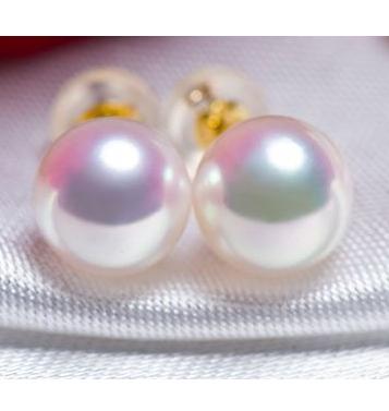 

Beautiful south sea round white 9-10mm pearl earring 14k gold, Golden;silver