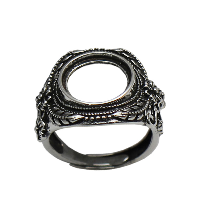 

Beadsnice adjustable 925 sterling silver vintage ring setting for 12mm round gemstone large ring cabochon setting ID 33759