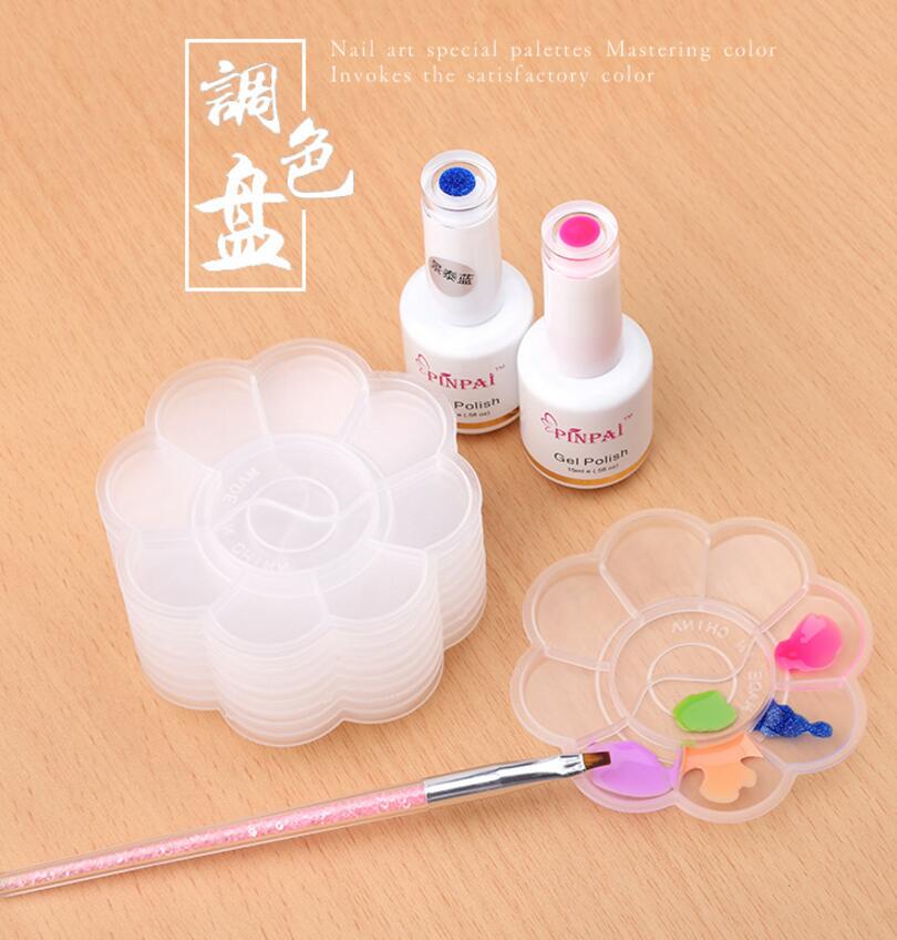 D189 Transparent 10 Grids Acrylic Liquid Color Mixing Painting Drawing Liner Nail Art Palette Gel Polish Design Manicure Nail Tool-image-404053335