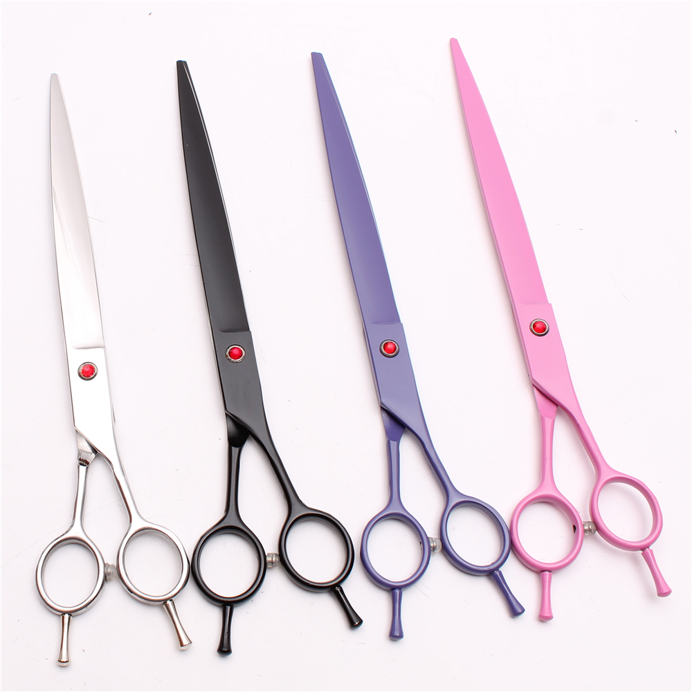 

9.0" Japan 440C Customized Logo Professional Dogs Cats Pets Hair Shears Hairdressing Scissors Fishbone Stright Cutting Shears Add Bag C4005
