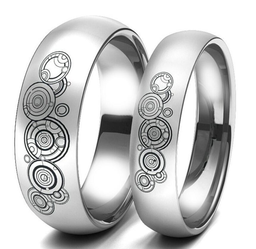 Doctor Who 6MM/8MM High Polished Comfort Fit Domed Stainless Steel Ring Silver Size 7-12#