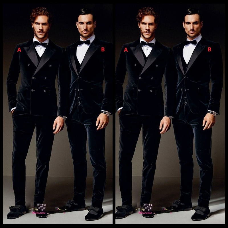 

Burgundy Velvet Formal Men Suits Groom Groomsmen Tuxedos Peak Lapel Wedding Morning Suits (Jacket+Pants+Vest+Bow Tie, Gray