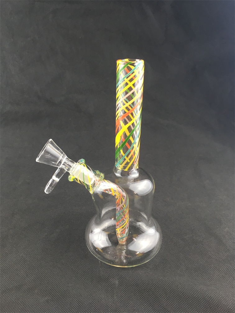 

Glass hookah color stripe oil drilling rig smoking set pipe 14mm joint factory direct price concessions