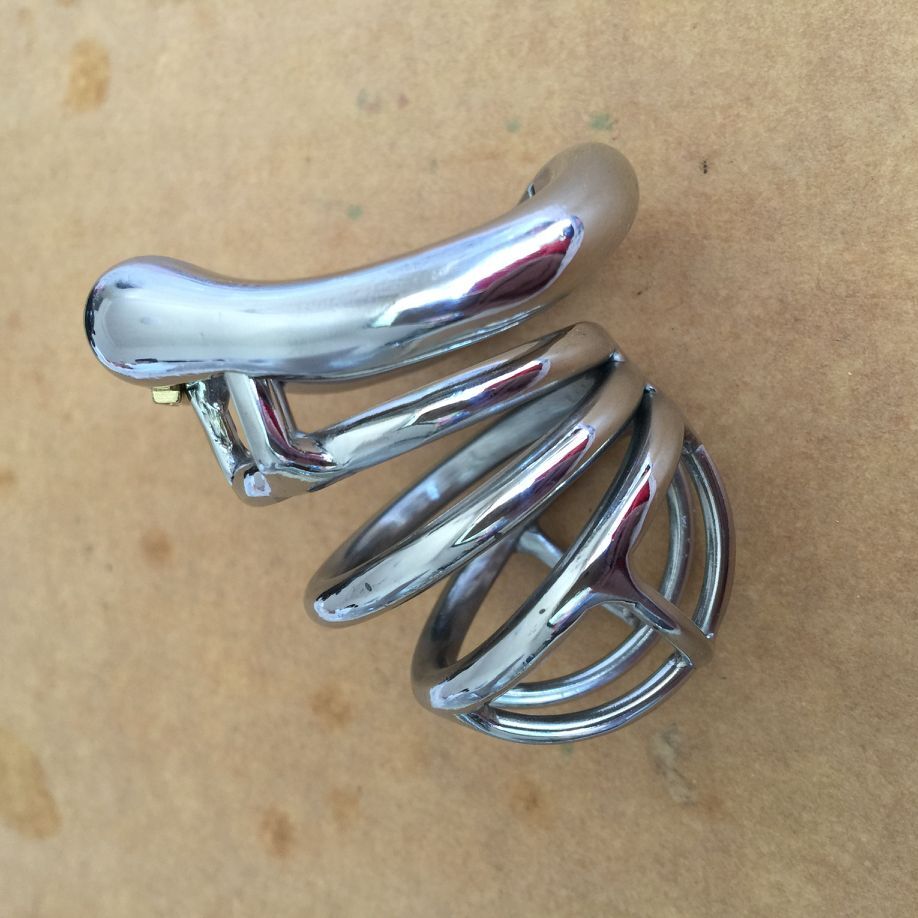 

Latest Curve Snap Ring Design Male Small Stainless Steel Cock Cage Penis Ring Chastity Belt Device Adult BDSM Products Sex Toy S051