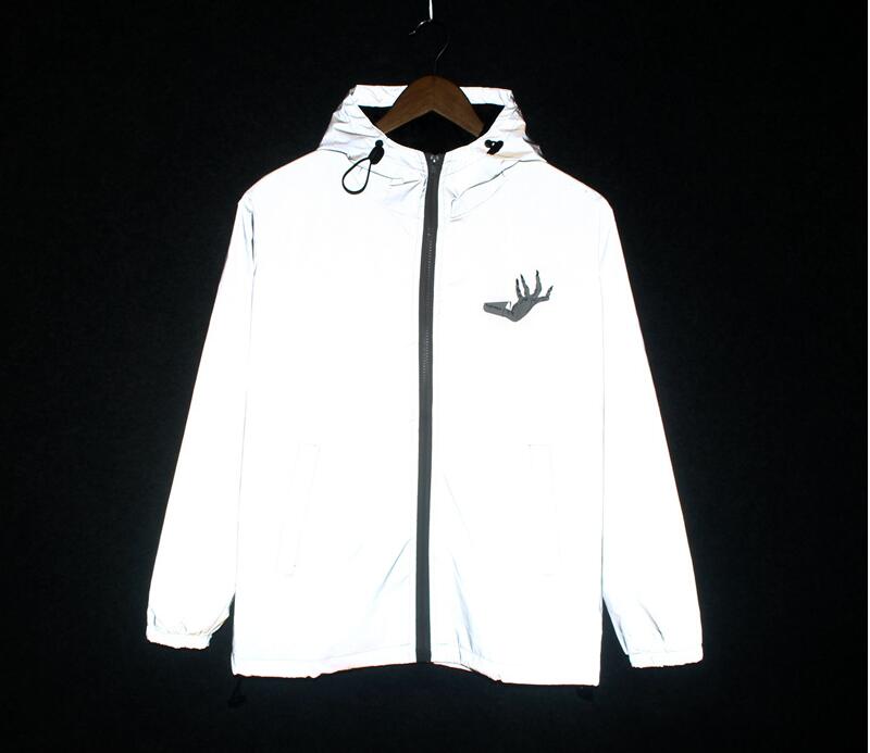

Spring/autumn Hand Flowers Men windbreaker 3m reflective jacket casual hip hop men jackets, Black;brown