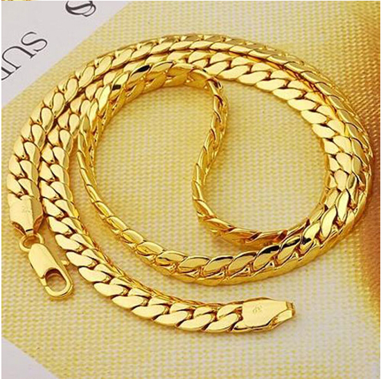 Livraison gratuite nouvelle simplicité élégante fine 23,6 "8 mm de large 14k or hommes bijoux collier chaîne serpent 100% or véritable, pas solid
