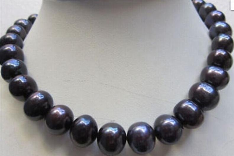 

9-10mm Beaded Necklaces Natural Black Pearl Necklace 18inch Gold Clasp