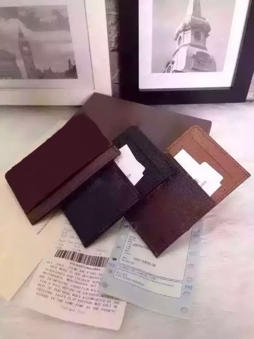 2017 Promotion New arrival famous brand Genuine Leather wallets men Women classic Luxury lattice 11.5*8CM card holders purse bag With Box