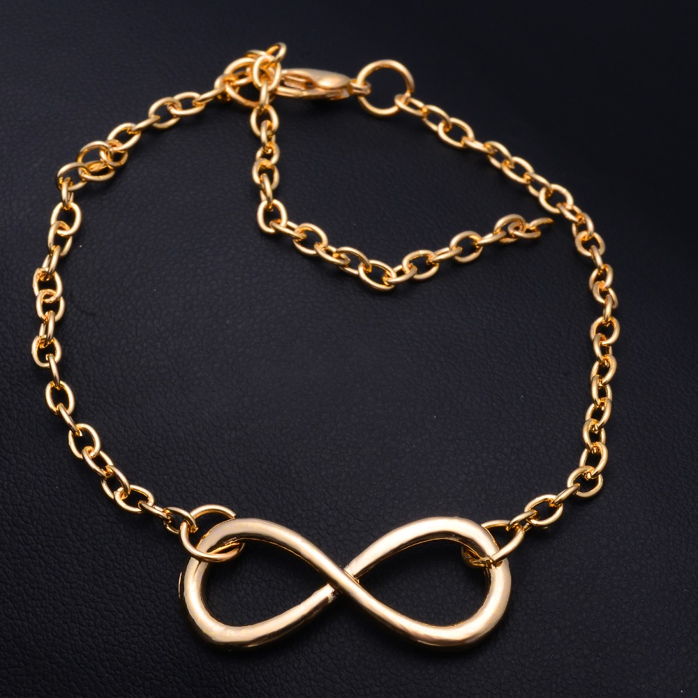 En gros-3 Couleur pulseras mujer 2016 Nouvelle Mode Populaire Or / Argent / Noir Croix Infinity Chaîne Bracelets Bracelets Bijoux Pour Les Femmes