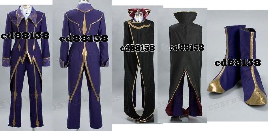 

Code Geass Zero Lelouch Cosplay Costume Custom Made, Black