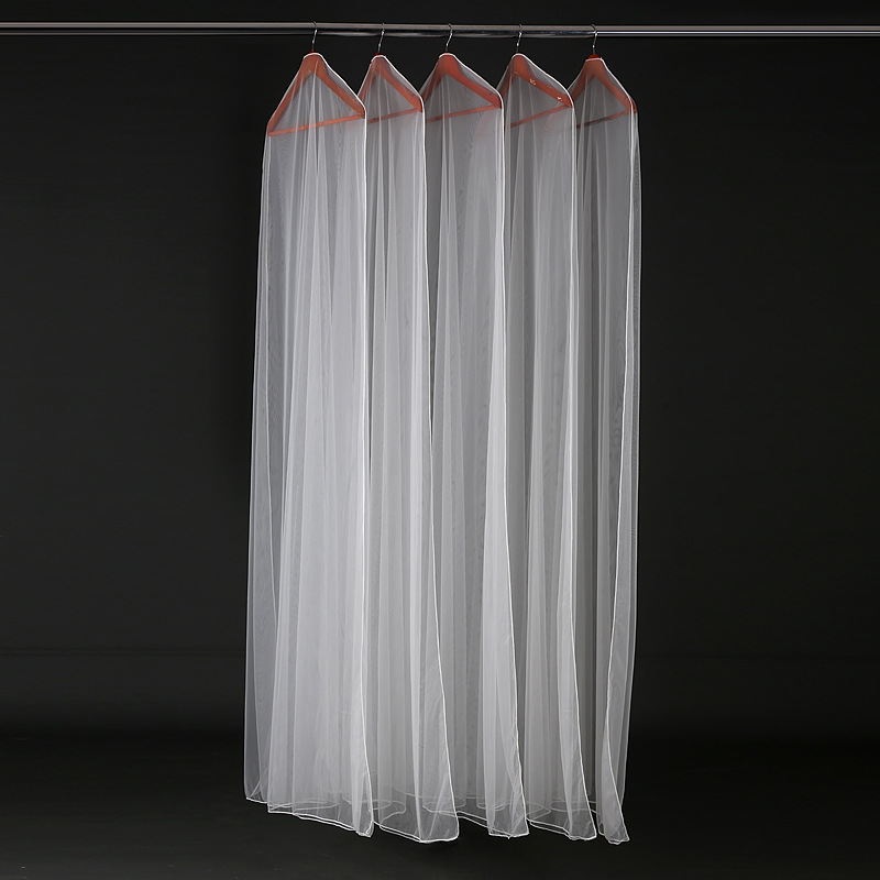 

180cm Transparent Wedding Dress Dust Cover Soft Tulle Garment Bags Bridal Gown Scratch Resistant Net Yarn Bag
